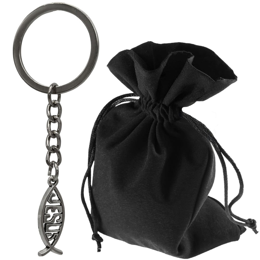 Jesus Fisch Schlüsselanhänger, Ichthys Symbol aus Metall - LUNEXUS