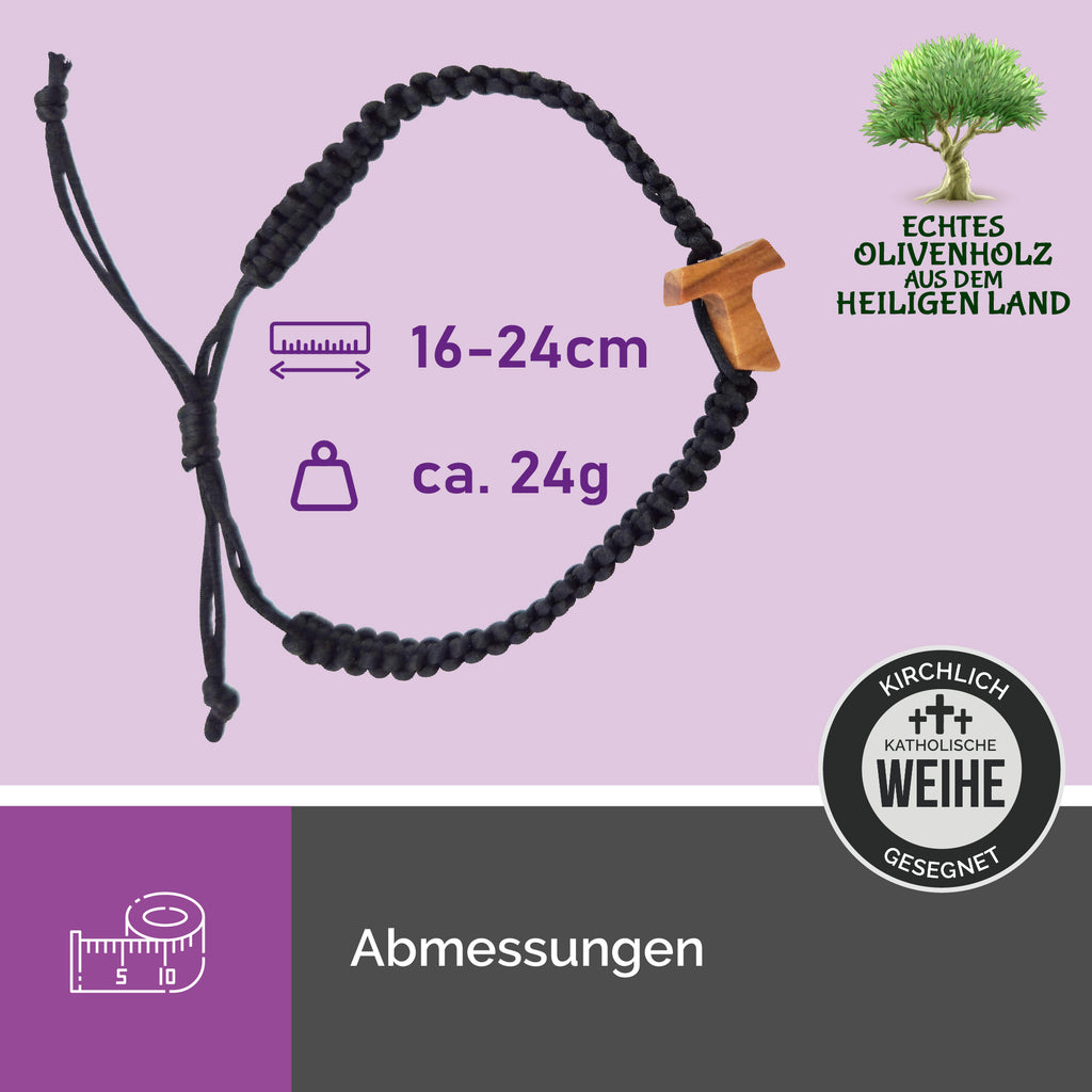 Tau-Kreuz Armband aus Olivenholz – handgefertigt