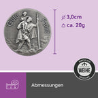 runde christophorus medaille ø 3 cm schriftzug gute fahrt magnet religiöses geschenk