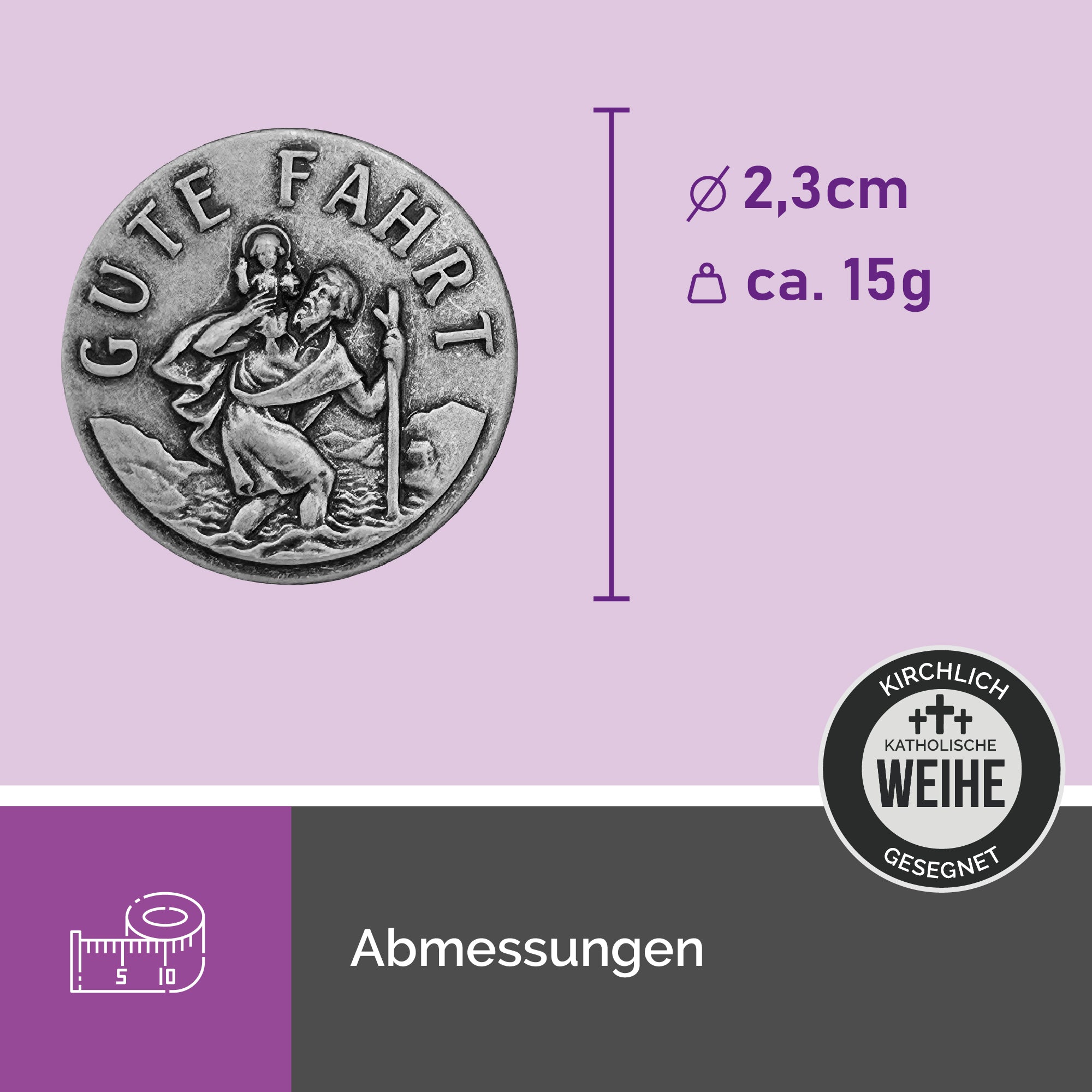 runde christophorus medaille 2,3 cm mit magnetrückseite schutzpatron auto religiöses geschenk