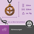 christliche halskette taube rund olivenholz geschenk taufe