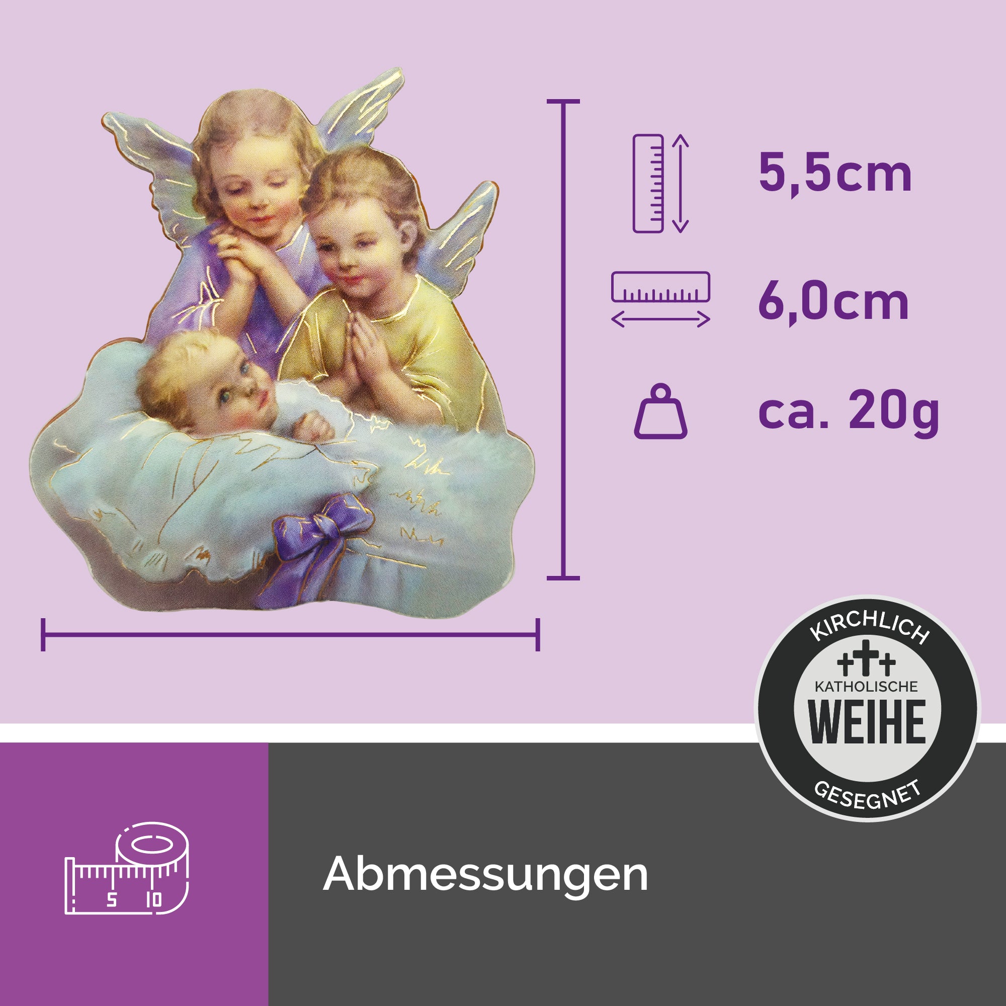 Engel Magnet Made in Italy – Schutzengel Motiv mit Baby, inkl. Zertifikat