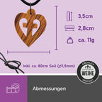 christliche halskette herz kreuz olivenholz geschenk kommunion