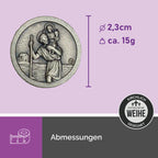 christophorus medaille klein 2,3 cm detailansicht jesuskind auto plakette gesegnet schutzpatron für führerschein geschenk