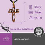 christliche halskette olivenholz jesus kreuz geschenk taufe kommunion