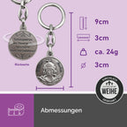 produktfoto schlüsselanhänger heiliger florian freisteller, robustes metall, ideales feuerwehr geschenk