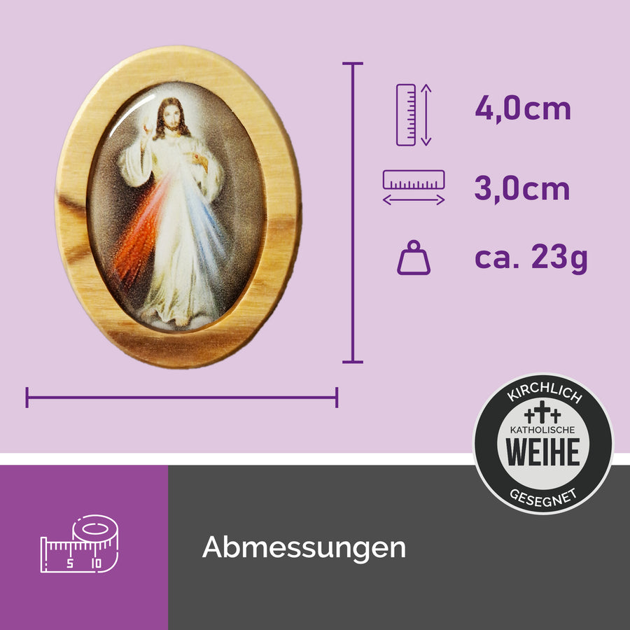 Petit aimant religieux Jésus en bois d'olivier pour la voiture, cadeau de communion