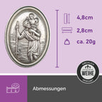 christophorus medaille oval 4,8x2,8 cm detailansicht jesuskind auto plakette gesegnet schutzpatron geschenkidee