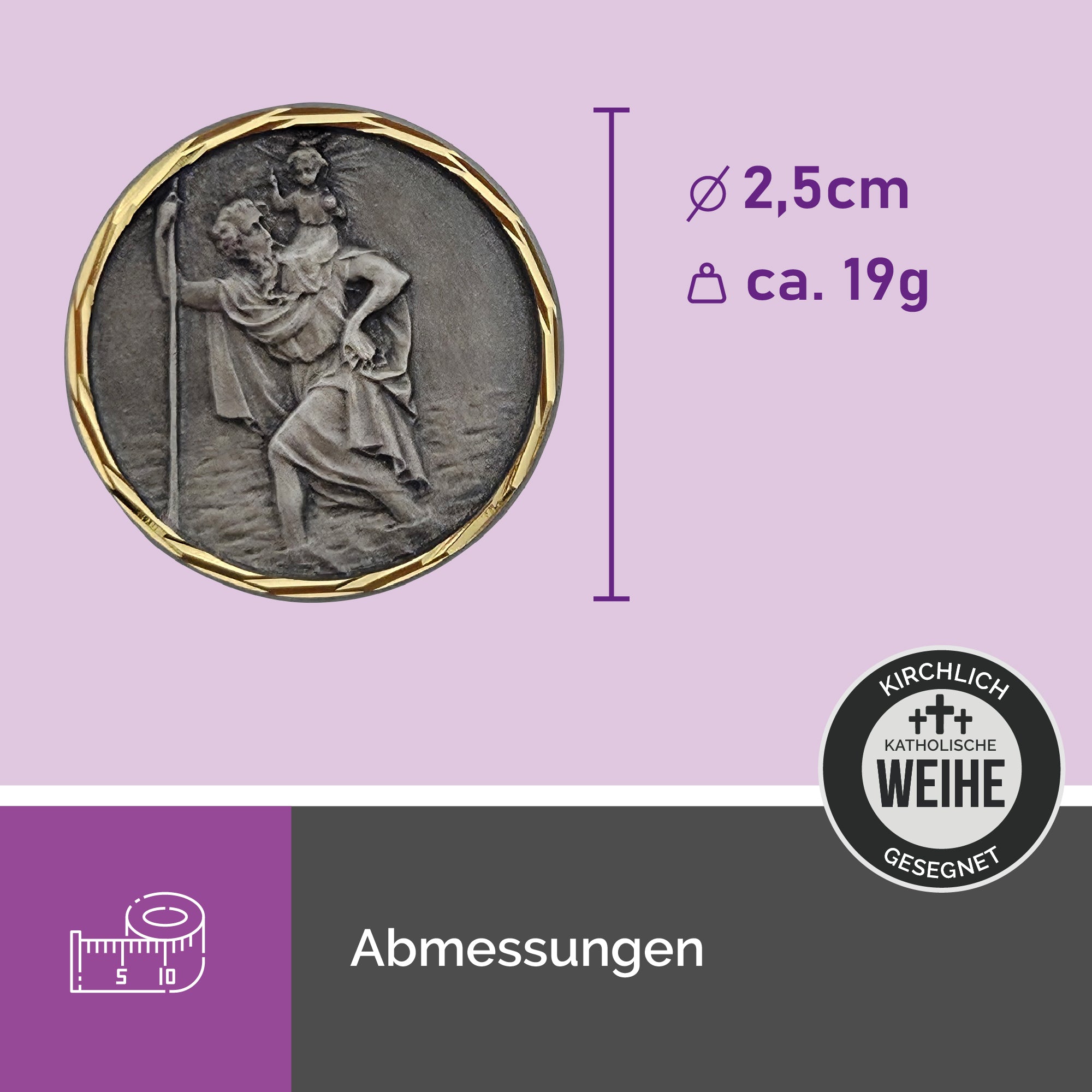 christophorus auto plakette Ø 2,5 cm gesegnet magnet klebestreifen