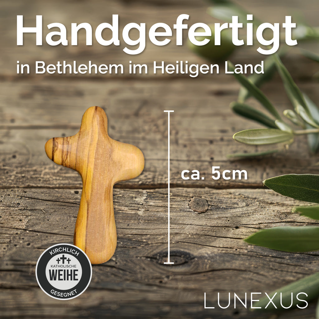 Trostkreuz aus Olivenholz – handgefertigt in Bethlehem - LUNEXUS