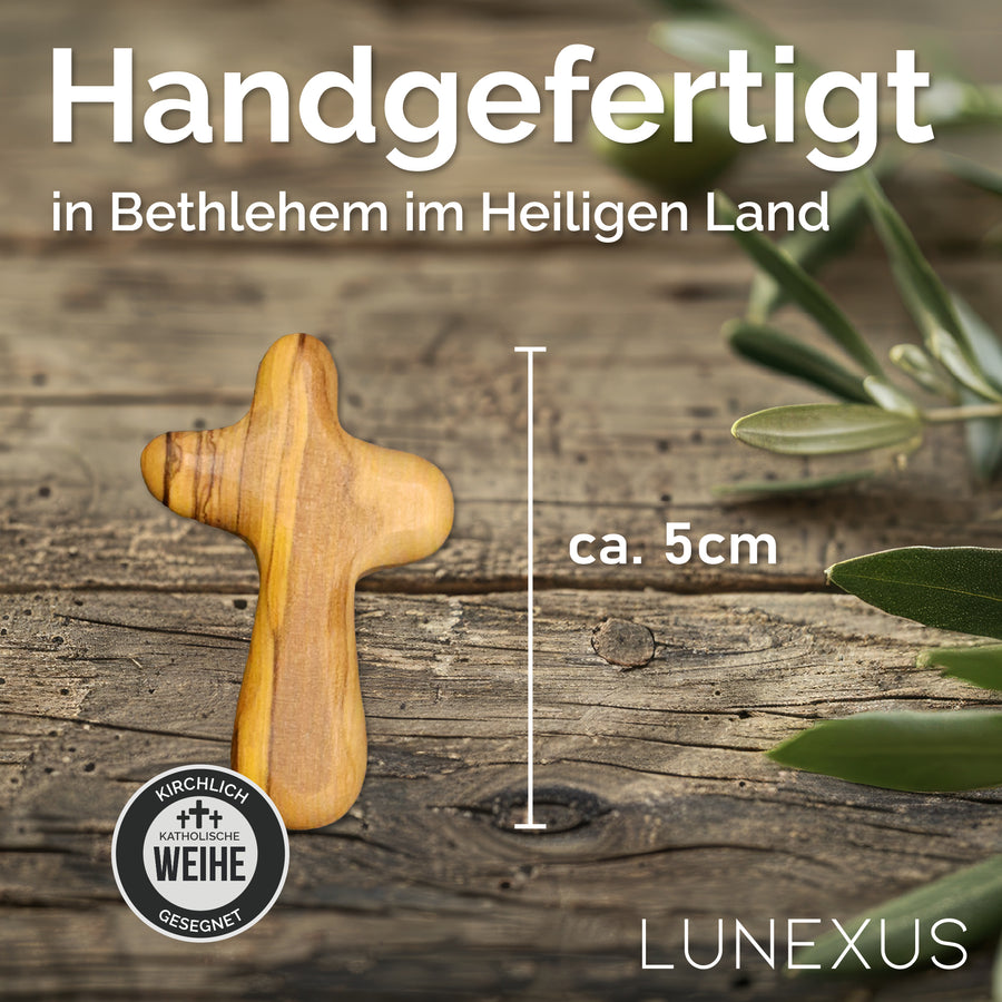 Croix de réconfort en bois d'olivier – fabriquée à la main à Bethléem - LUNEXUS