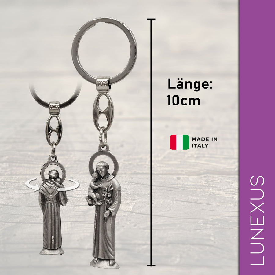 Porte-clés saint Antoine 10 cm, figurine en métal - LUNEXUS