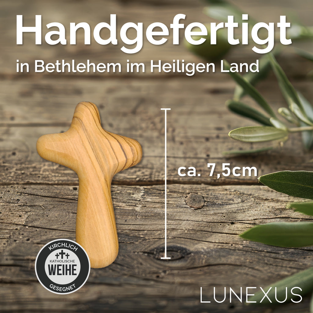 Trostkreuz aus Olivenholz – handgefertigt in Bethlehem - LUNEXUS