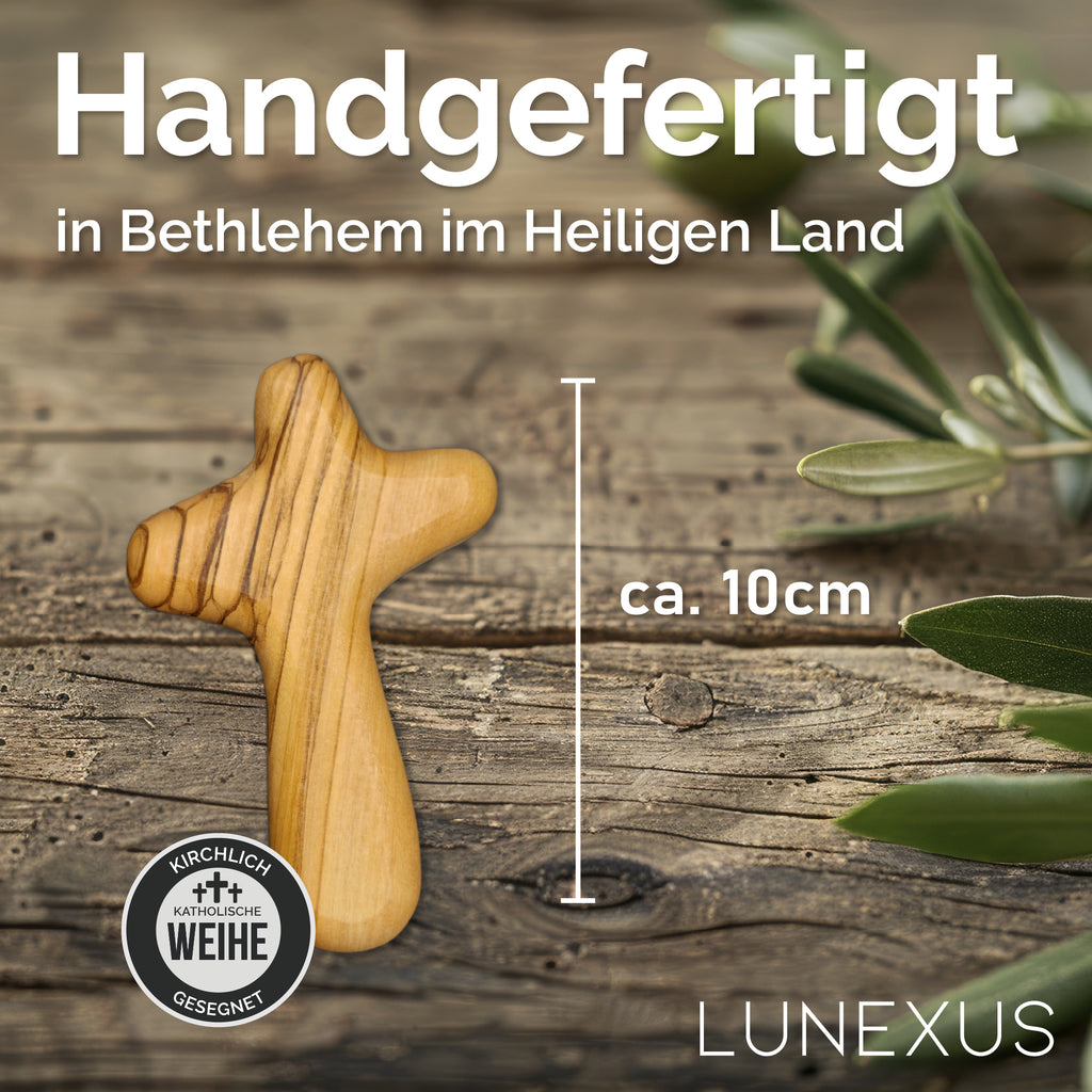 Trostkreuz aus Olivenholz – handgefertigt in Bethlehem - LUNEXUS