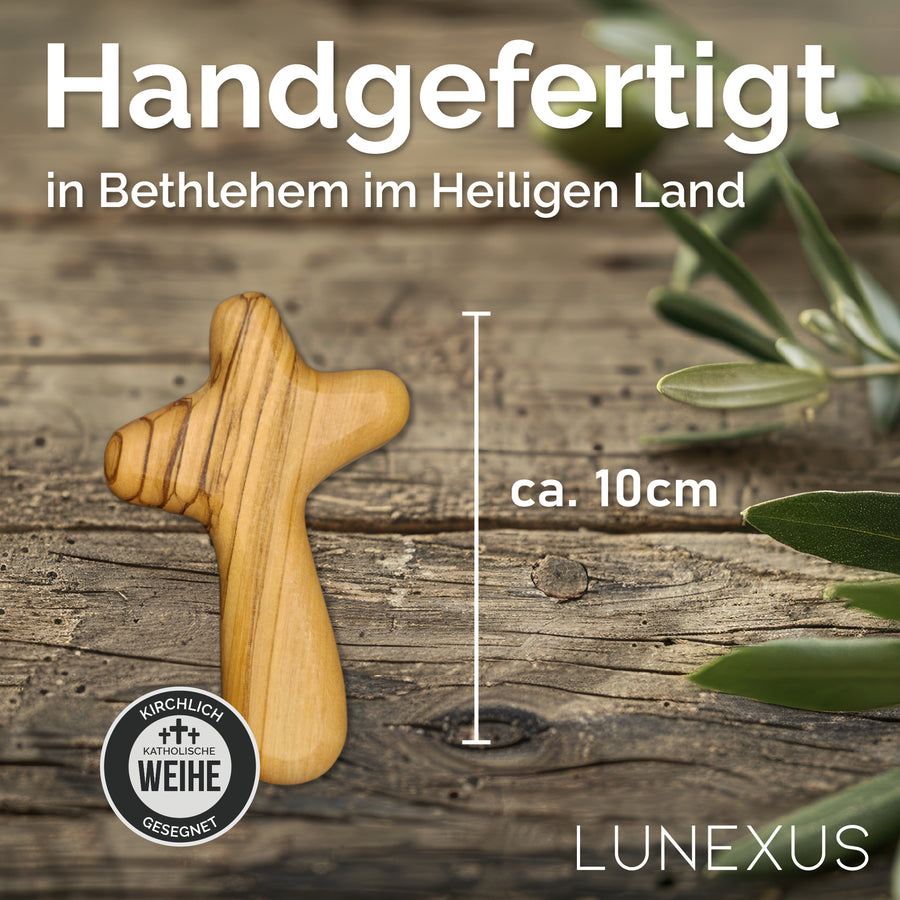 Croix de réconfort en bois d'olivier – fabriquée à la main à Bethléem - LUNEXUS