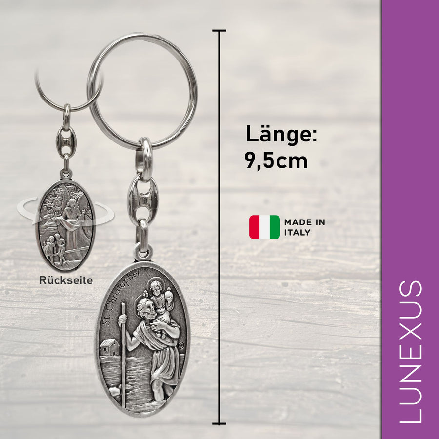 Porte-clés saint Christophe et ange gardien – frappé des deux côtés - LUNEXUS
