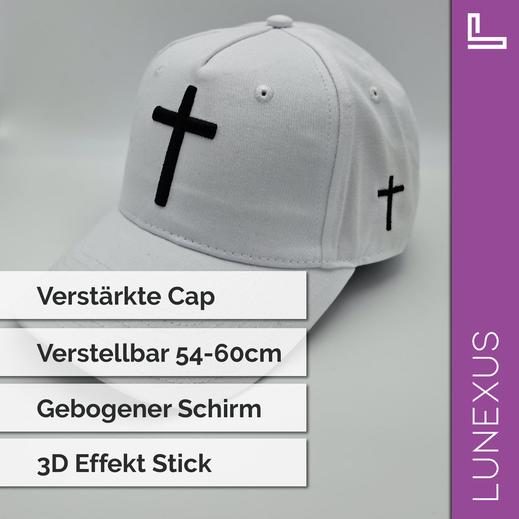 Kreuz-Cap mit 3D-Stick – Snapback verstellbar - LUNEXUS
