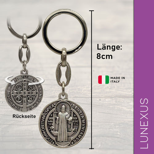 Benediktus Schlüsselanhänger Silber, beidseitig geprägt - LUNEXUS
