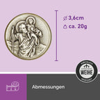 Christophorus Plakette Antik-Look Ø 3,6 cm – gesegnet & Magnet