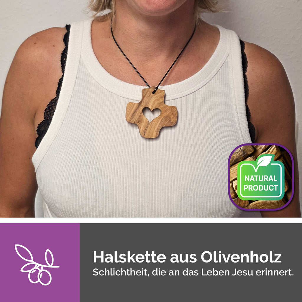 handgemachtes kreuz aus olivenholz bethlehem halskette gesegnet