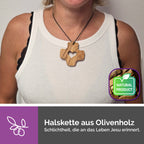 handgemachtes kreuz aus olivenholz bethlehem halskette gesegnet