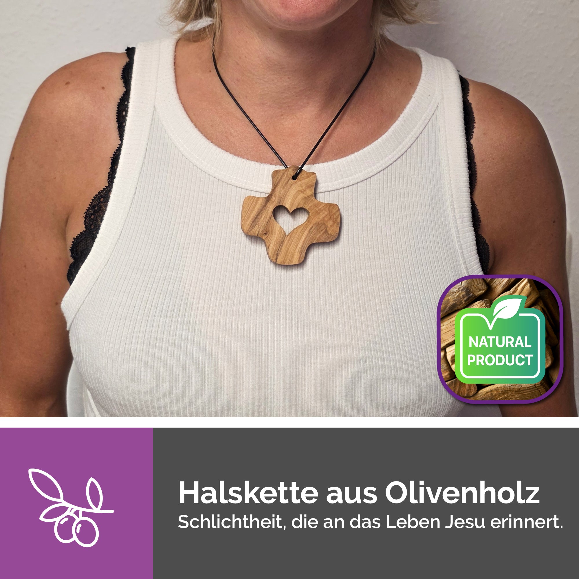 handgemachtes kreuz aus olivenholz bethlehem halskette gesegnet
