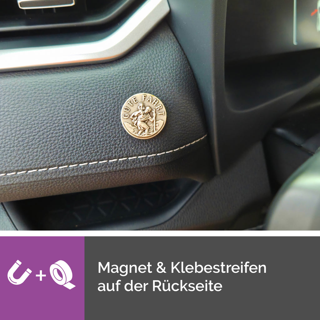 christophorus plakatte ø 2,3 cm gute fahrt gesegnet metallmedaille mit zertifikat