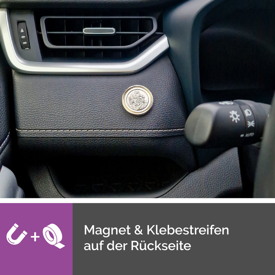 Médaille saint Christophe finition vieillie Ø 2,3 cm – bénite et aimantée – vue 3