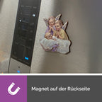 Gesegneter Engel Kühlschrankmagnet – betende Engel mit Kind, Samtbeutel Geschenk