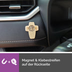 detailaufnahme christophorus kreuz 4,5x3,5 cm gesegnet samtbeutel und zertifikat