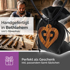 gesegnete halskette herz kreuz olivenholz christliches schmuckstück