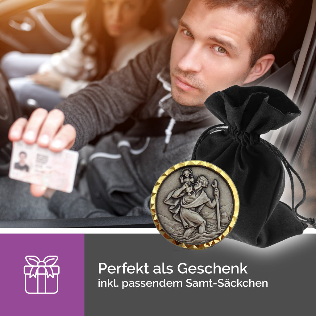 christophorus plakette Ø 2,6 cm gesegnet mit magnet rückseite für auto