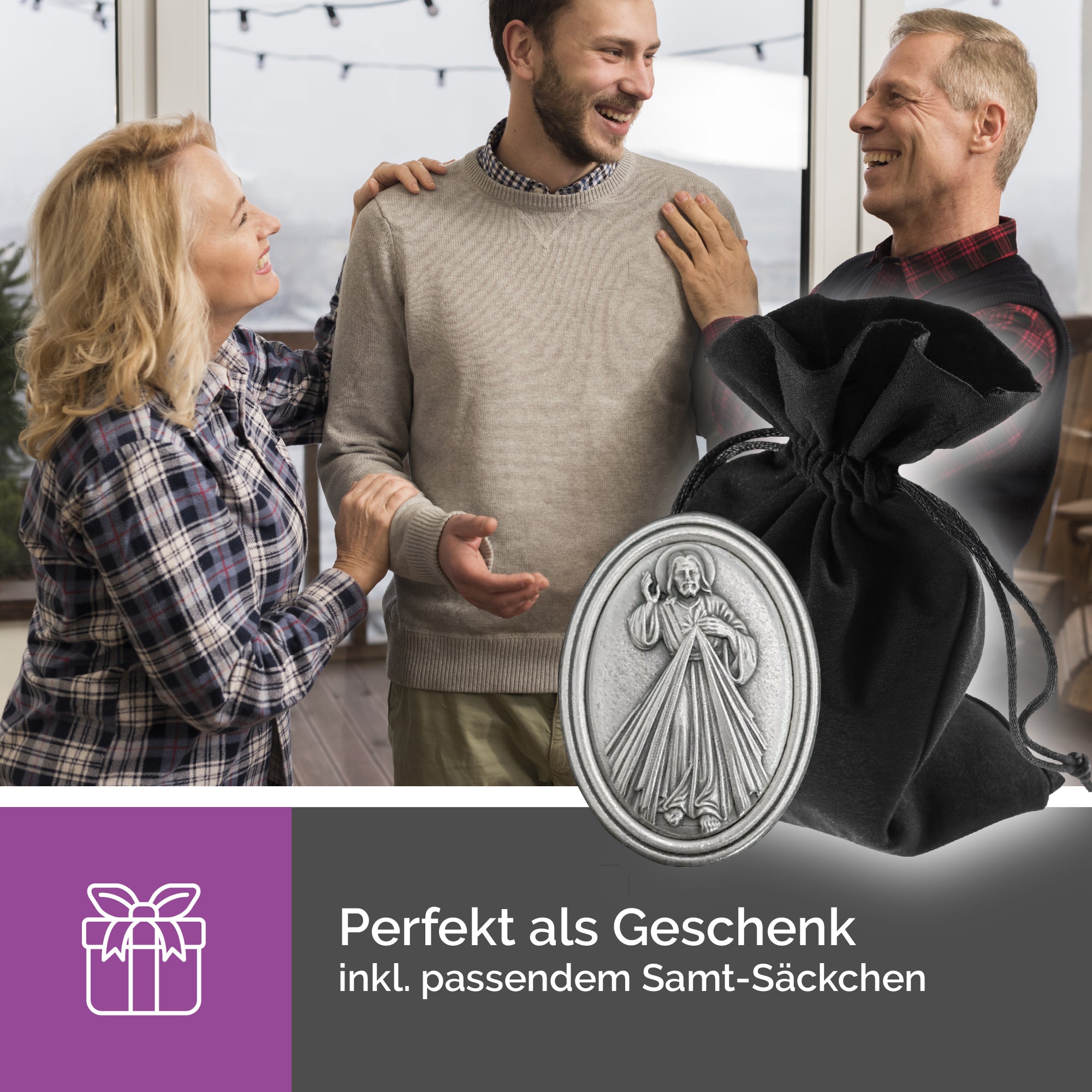 gesegneter jesus magnet silberfarben religiöse metallplakette mit zertifikat