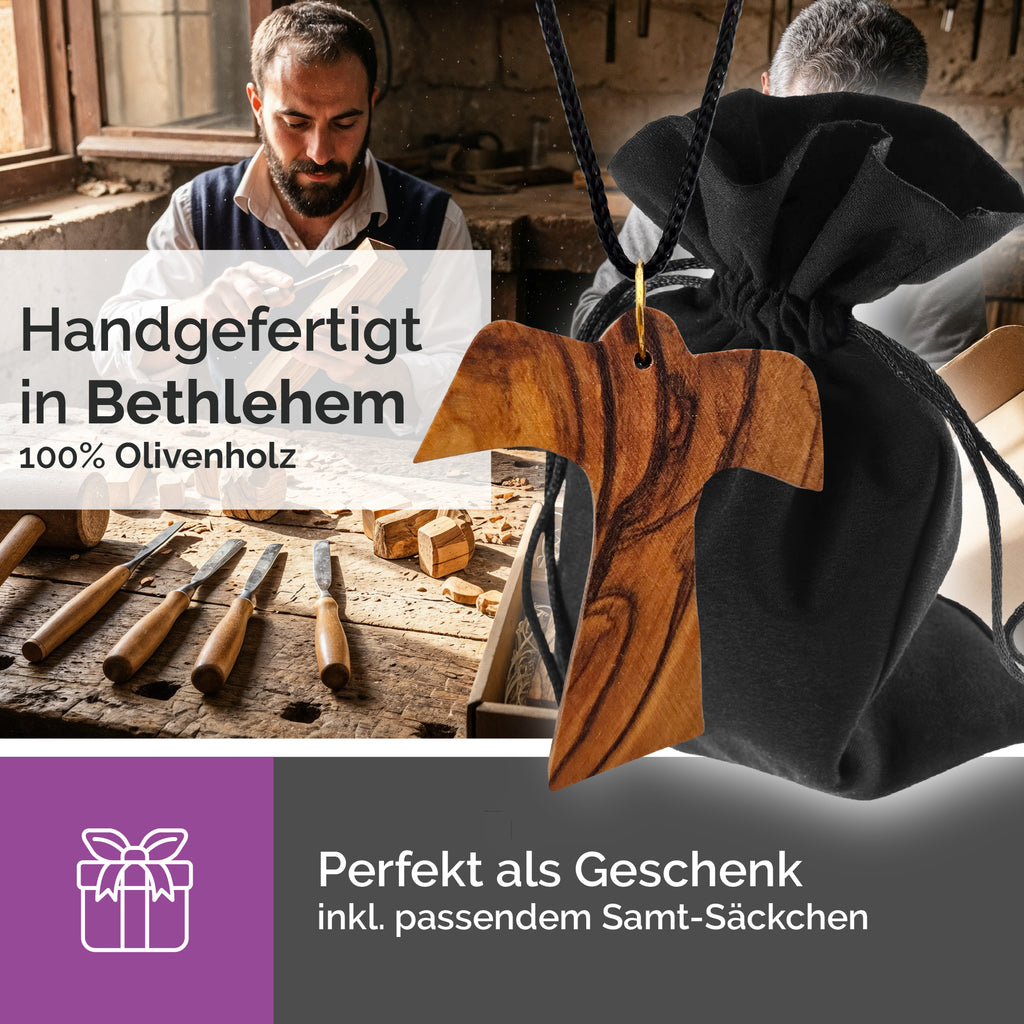 religiöse halskette engel kreuz taube olivenholz gesegnet