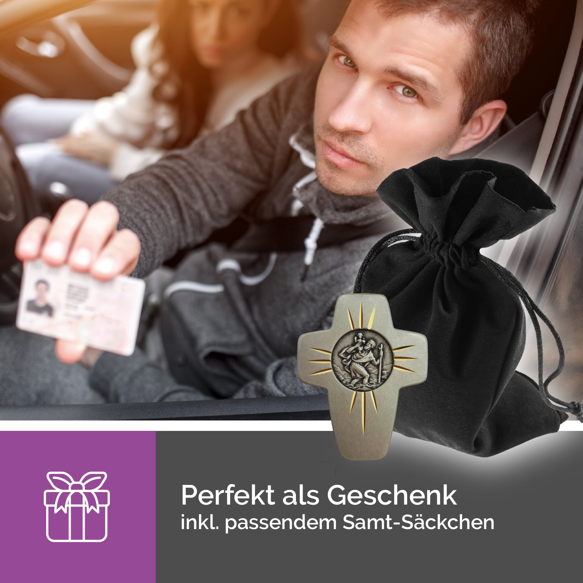 christophorus kreuz magnetmedaille auto religiöser schutzpatron mit weihe zertifikat