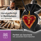 religiöse halskette herz mit tau kreuz olivenholz gesegnet