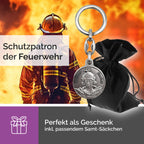schlüsselanhänger heiliger florian an rucksack-zipper, alltagstauglicher begleiter für feuerwehr und ausbildung