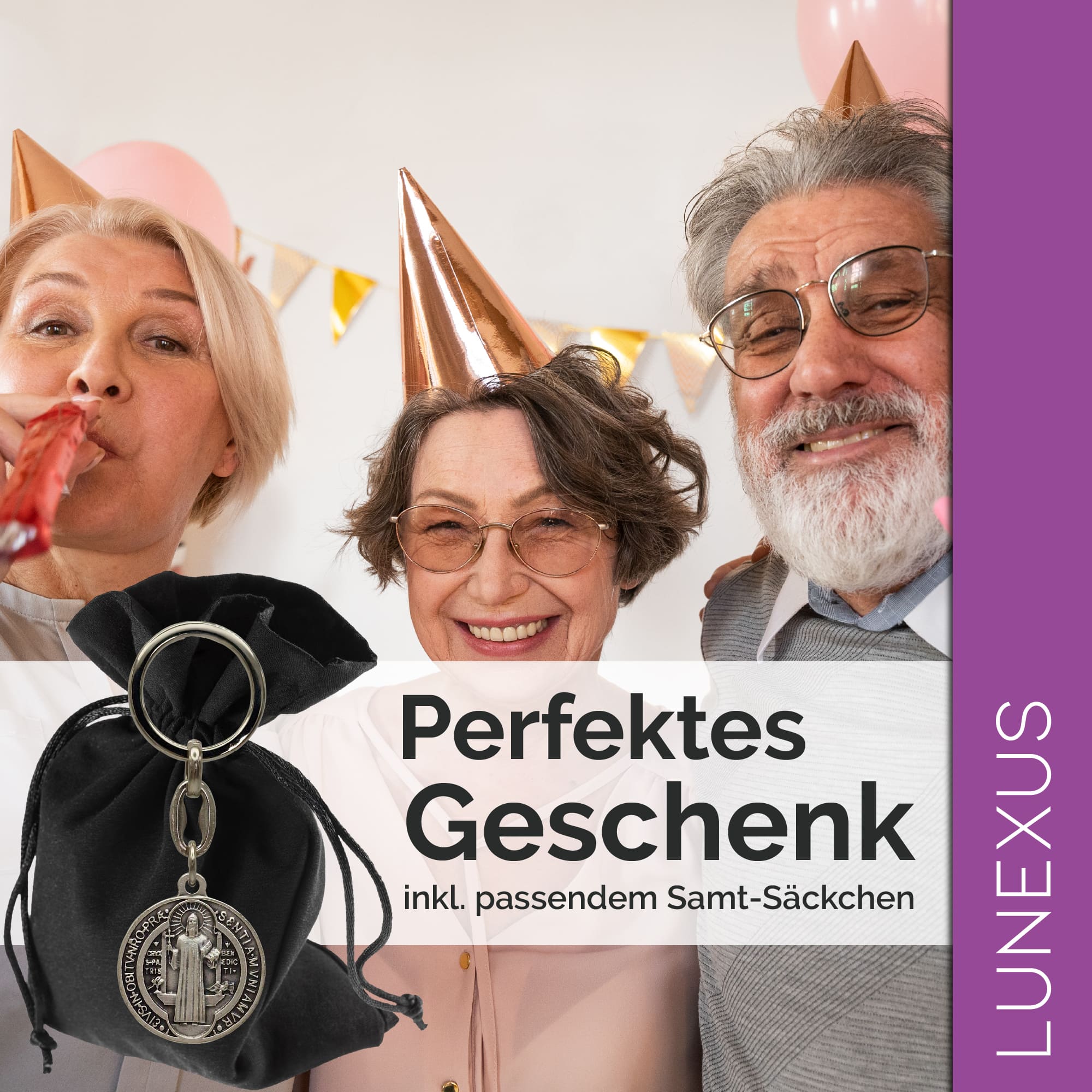 Benediktus Schlüsselanhänger Silber, beidseitig geprägt - LUNEXUS