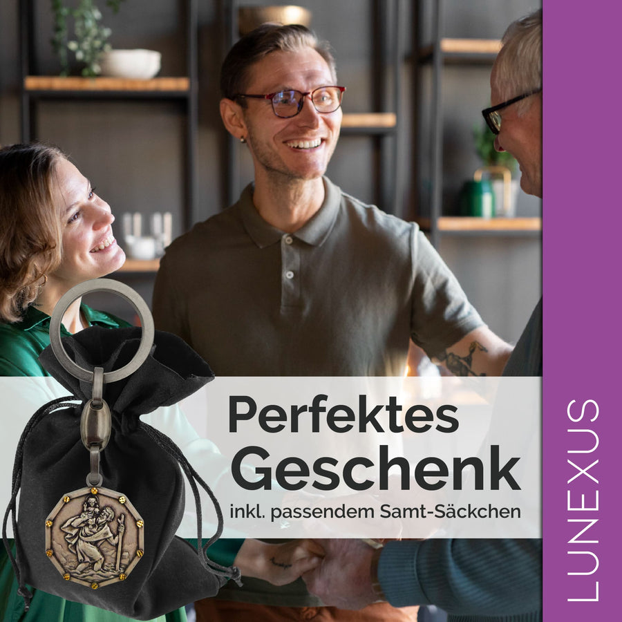 Porte-clés saint Christophe 9 cm – « KOMM GUT HEIM » - LUNEXUS