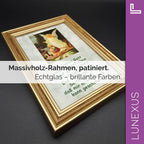 Schutzengelbild 12×17 cm – Motiv „Engel führt Kinder über Brücke + Kindergebet“ - LUNEXUS