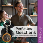 Christopherus Schlüsselanhänger 8,5 cm – Olivenholz & Metal - LUNEXUS