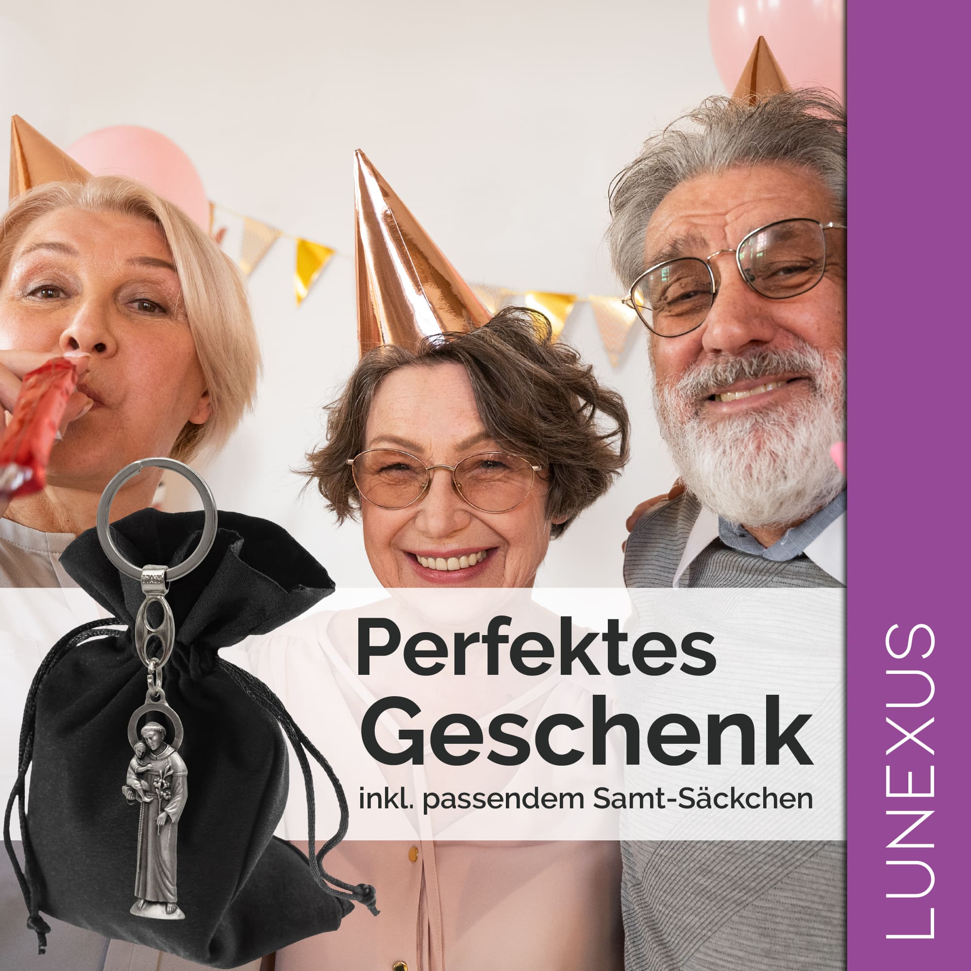 Schlüsselanhänger Heiliger Antonius 10 cm, Metallfigur - LUNEXUS