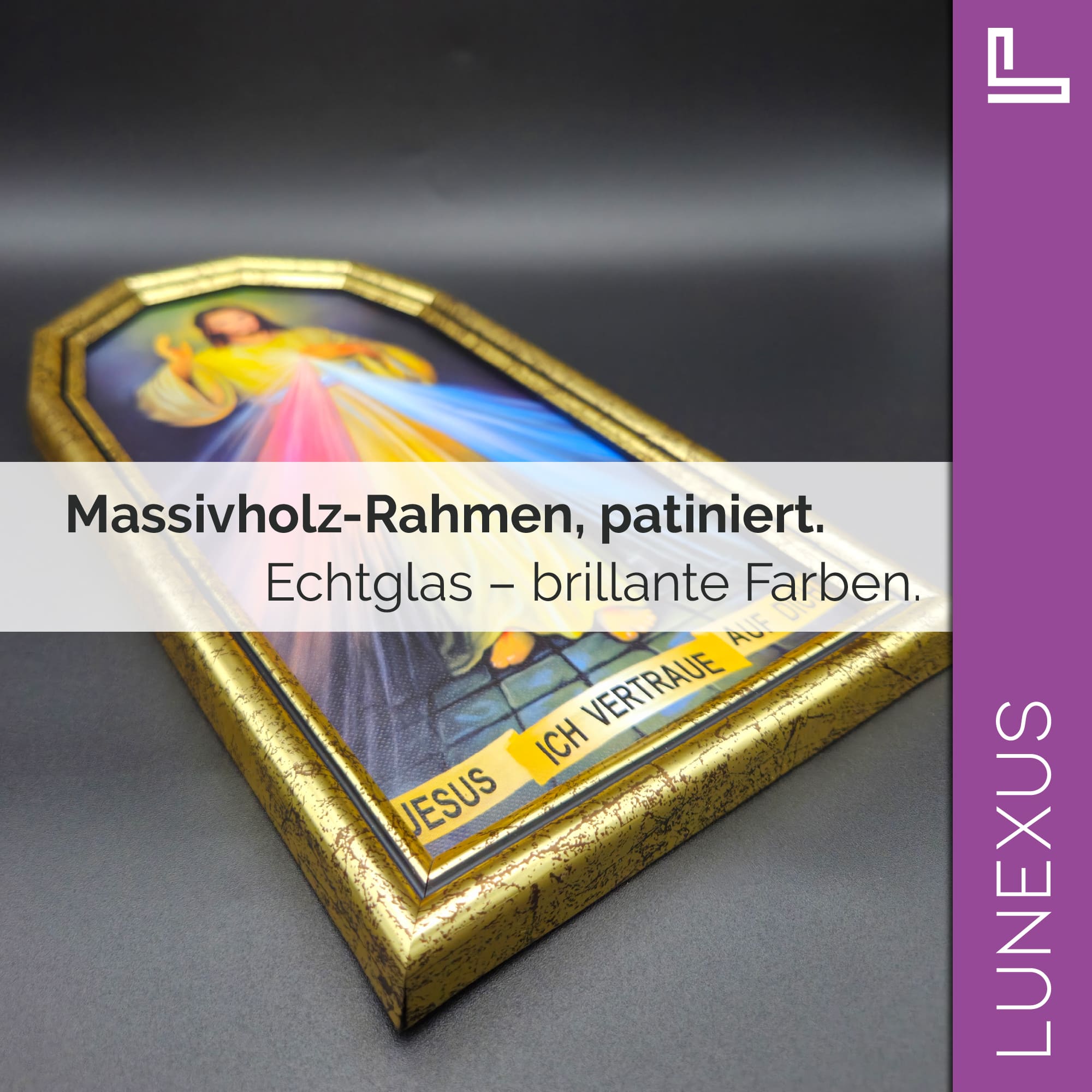 Wandbild Barmherziger Jesus 25×14 cm – Jesus, ich vertraue auf Dich - LUNEXUS