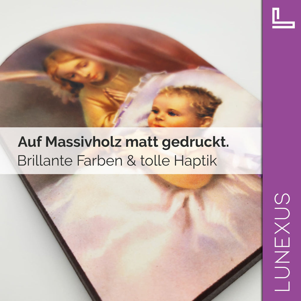 Schutzengelbild 13,5×8,5 cm – Engel wacht über schlafendes Baby - LUNEXUS