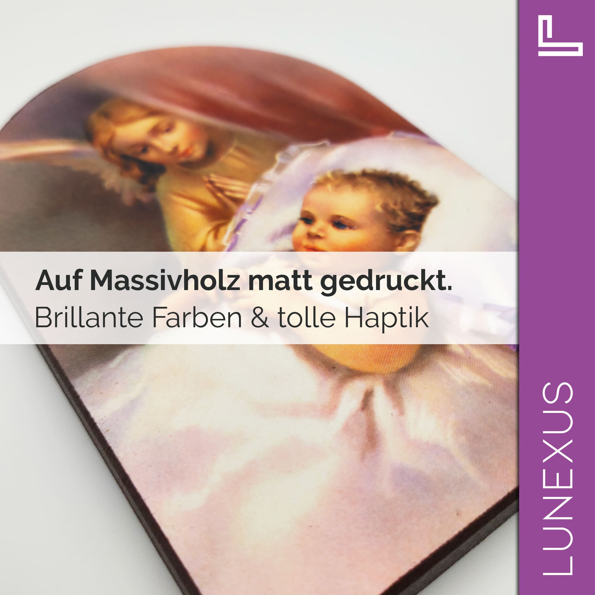 Schutzengelbild 13,5×8,5 cm – Engel wacht über schlafendes Baby - LUNEXUS