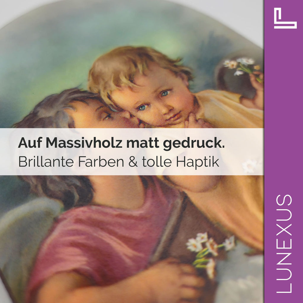 Schutzengelbild 13,5×8,5 cm – Engelkinder mit Gänseblümchen - LUNEXUS