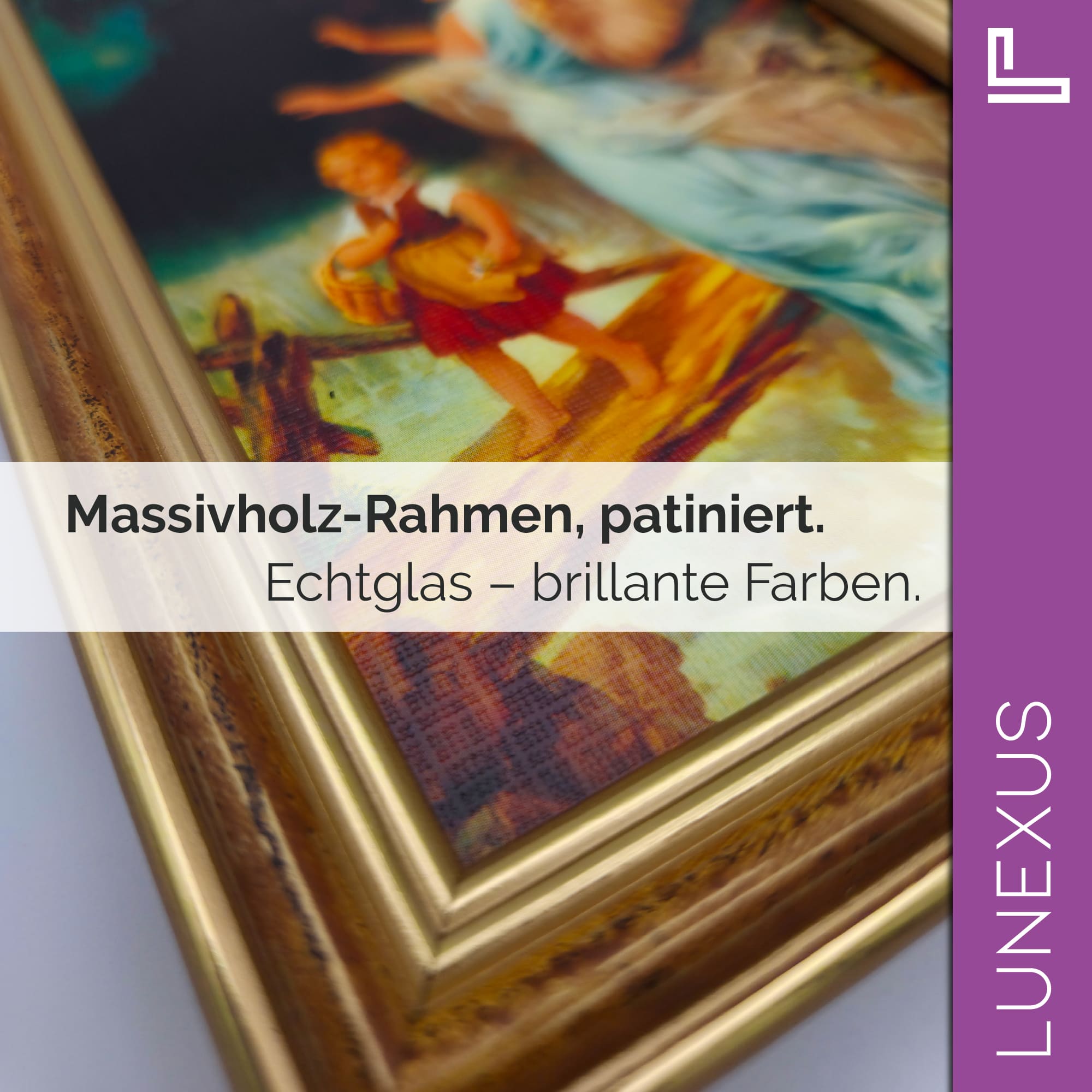 Schutzengelbild 12×17 cm – Motiv „Engel führt Kind über Brücke“ - LUNEXUS