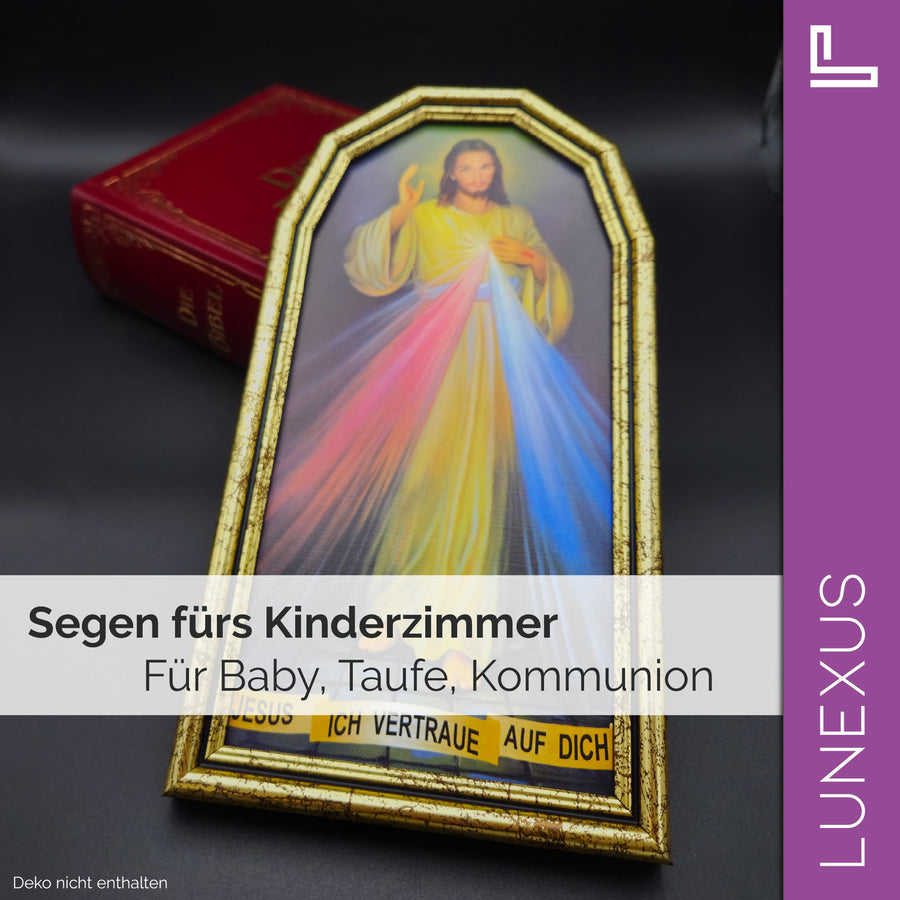 Tableau mural Jésus miséricordieux 25×14 cm – « Jésus, j'ai confiance en Vous » - LUNEXUS