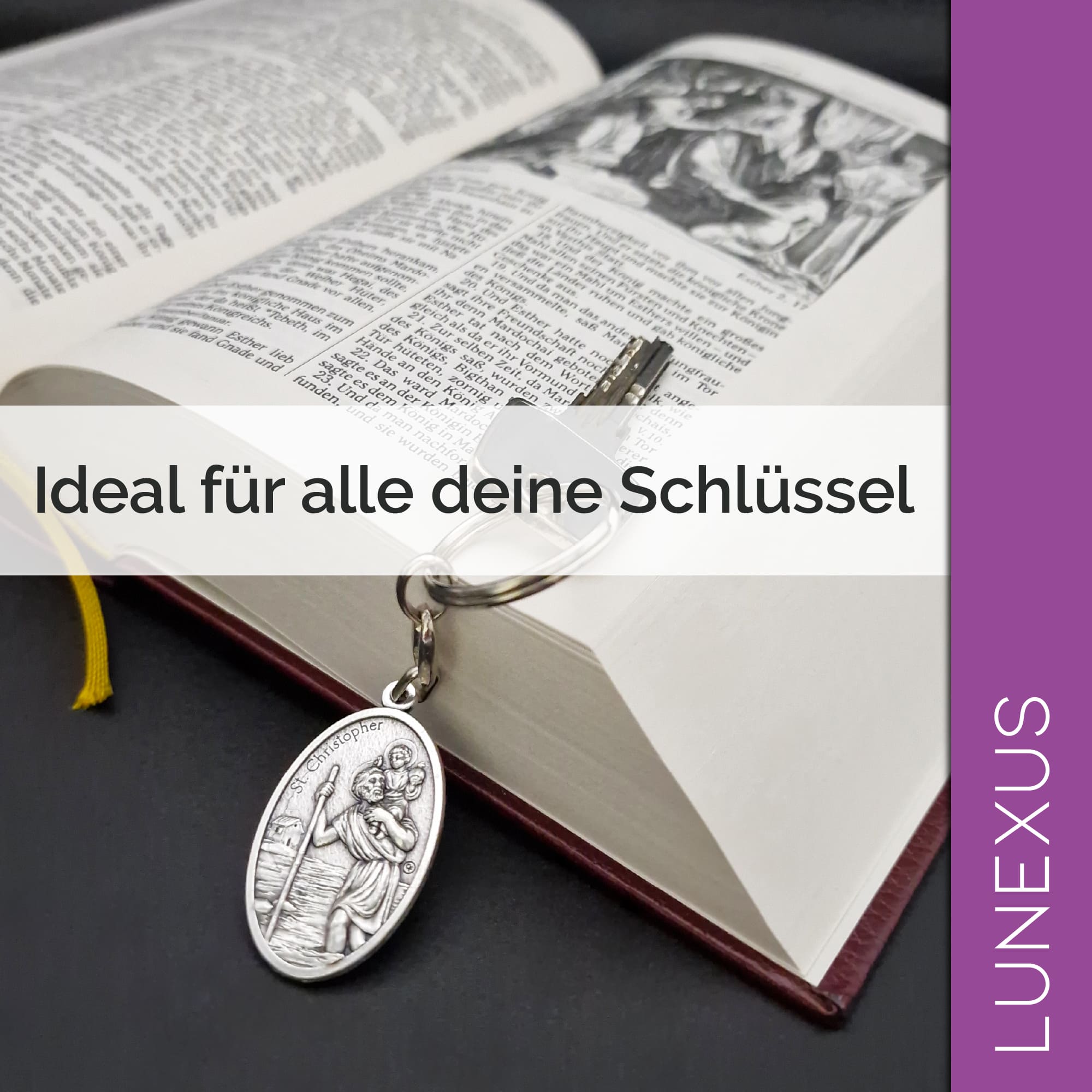 Schlüsselanhänger Christophorus & Schutzengel – beidseitig geprägt - LUNEXUS