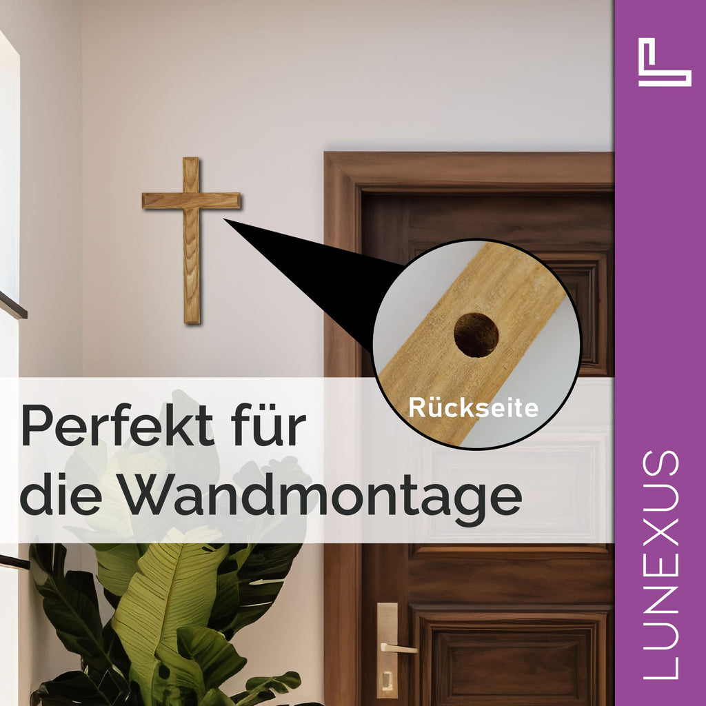 Wandkreuz 16×9,5 cm mit Fase aus Eichenholz - LUNEXUS